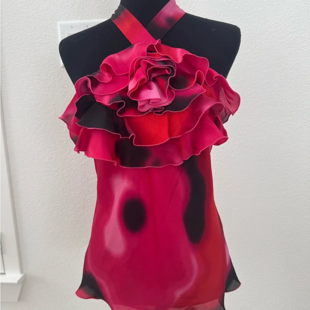 Express Red Ruffled Halter Top - Picture 5 of 7
